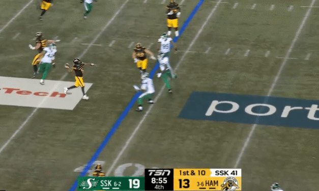 Watch: Hamilton Tiger-Cats QB Tre Ford throws unreal 41-yard TD pass against Saskatchewan